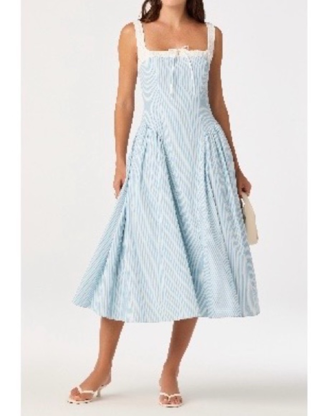 ASTR the Label Hazel Ticking Light Blue Striped Midi Dress